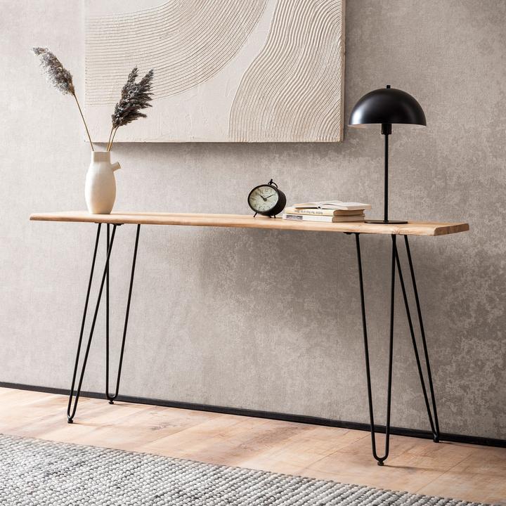 Produktbild FineBuy Konsolentisch Anrichte 150 cm Ablagetisch Massivholz Baumkante Modern (150 x 75 x 35 cm)