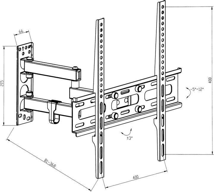 Image du produit tectake Support TV mural (Mur, 55", 50 kg)