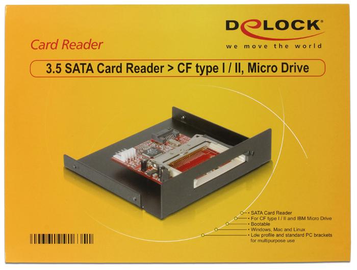 Actual product image Delock SATA Card Reader 3.5" to Compact Flash Type I / II and IBM Micro Drive (SATA)