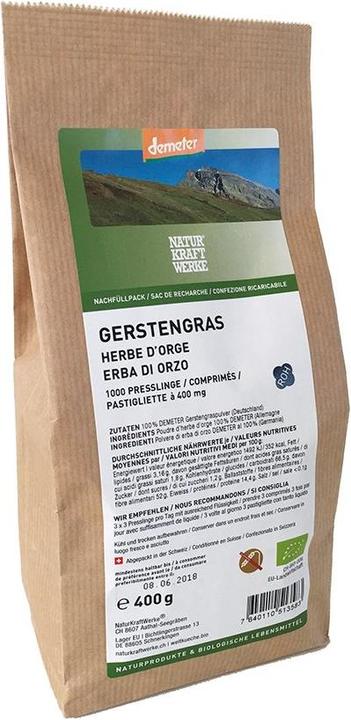 Actual product image NaturKraftWerke Barley grass pellets Demeter (1000 Piece, Powder, 400 g)