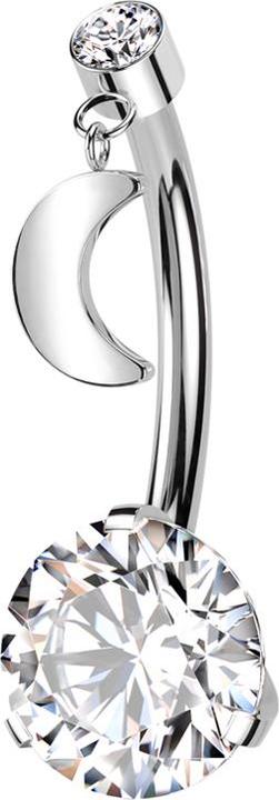 Star Piercing Threadless Banane silber Zylinder silber Kristall silber Anhänger Mond und Kristall silber gefasst (Titan G23, ohne Messing)