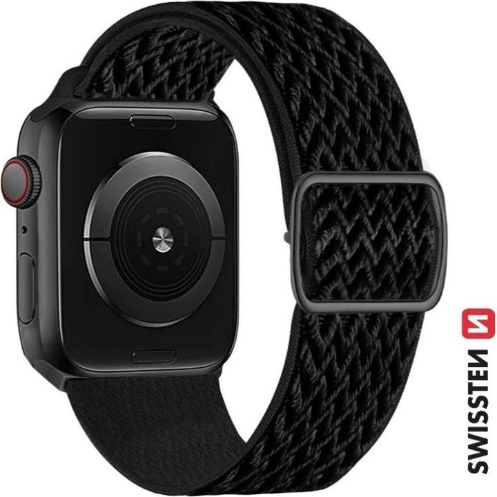 Produktbild Swissten Nylon Band for Apple Watch Black 42/44/45/49 mm (with Buckle) (Nylon)