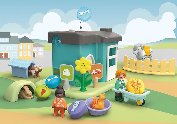 Actual product image Playmobil 71136 1.2.3: Pet boarding with food dispenser (71136, Playmobil 1.2.3)