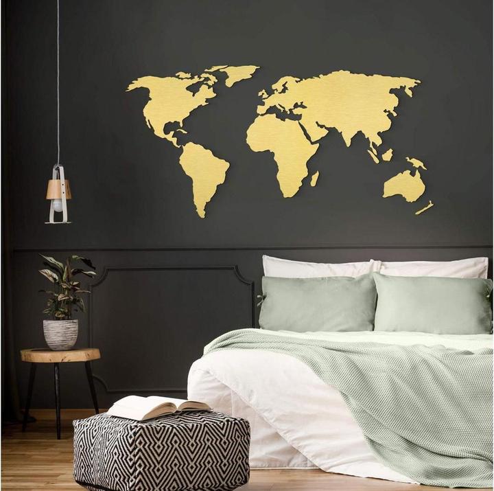 Immagine prodotto Trenddeko Mappa del mondo 3D con effetto oro (150 x 74 cm)