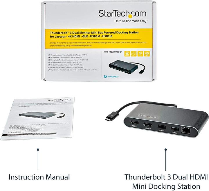 Actual product image StarTech TB3DKM2HD (USB-C, 1 Ports)
