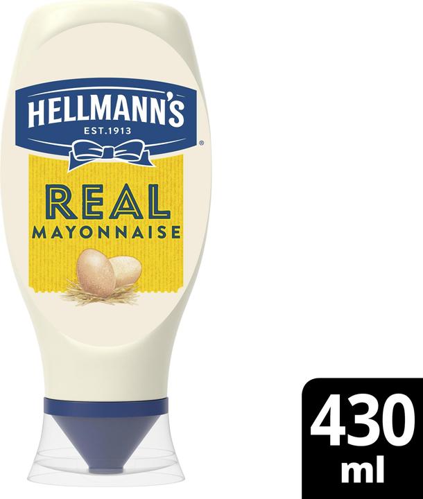 Actual product image Hellmann's Real Mayonnaise Squeezer Bottle, Free Range Eggs, Mayo for Burgers, Fries & Sandwiches (430 g)