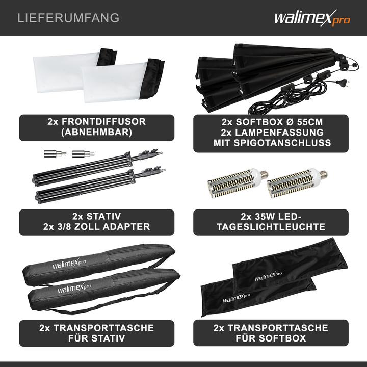 Produktbild Wiltec Octagon 2x Softbox mit 2x Lampenstativ LED Studioleuchte Fotostudio (Softbox)