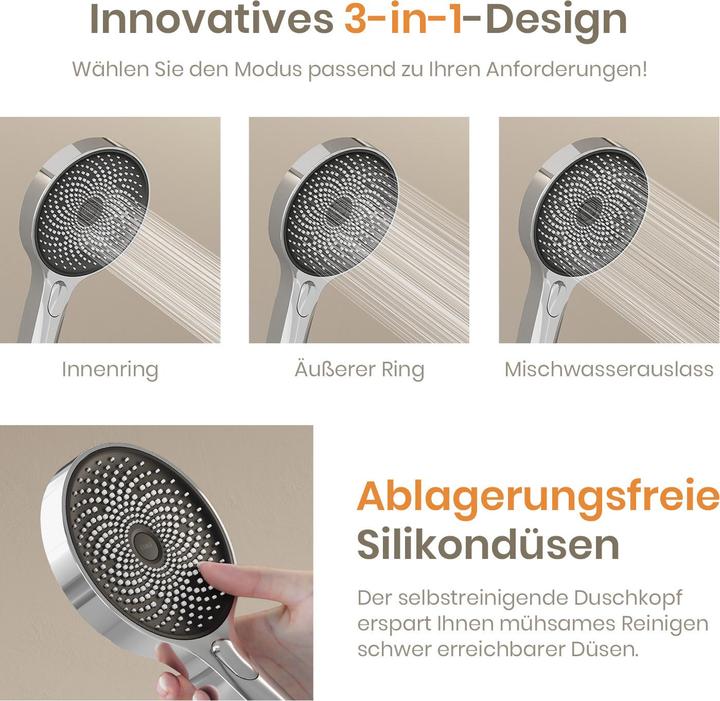 Image du produit Emke Système de douche avec thermostat chromé Kit de douche complet Douche à effet pluie avec