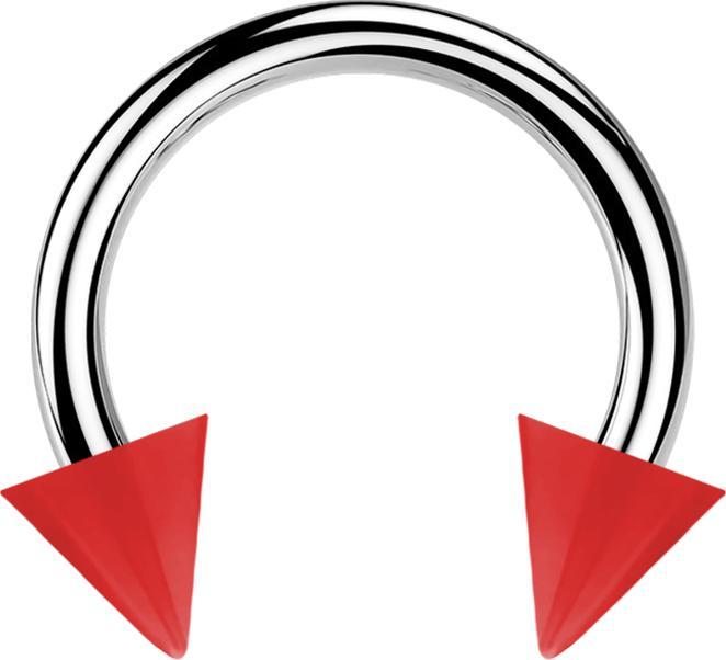Produktbild Star Piercing Micro Circular Barbell silber mit zwei Cones rot (Chirurgenstahl 316L, Acryl, ohne Messing)