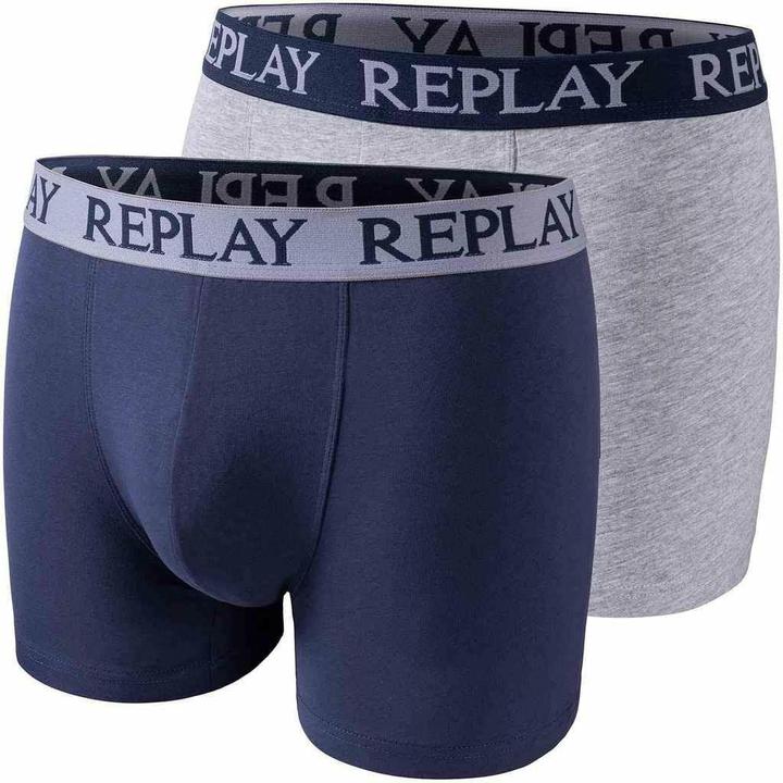 Replay Herren Boxer 2er Pack Indigo/Grau