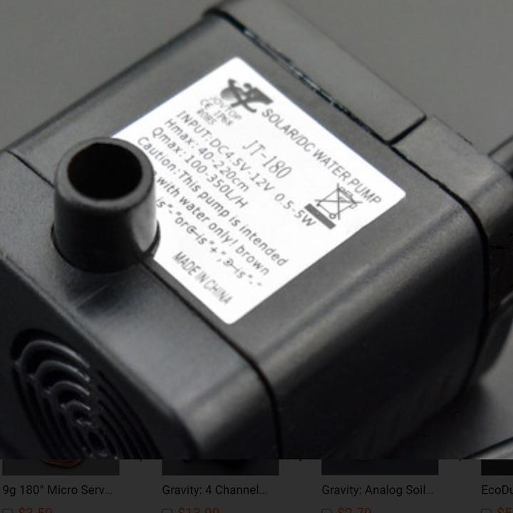 Image du produit DFRobot Pompe à eau JT-180 100-350L/h 4.5-12V (Pompe de jardin)
