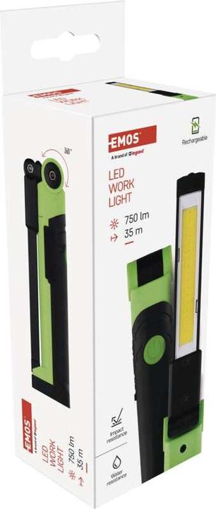 Produktbild Emos COB LED-Taschenlampe P4540, 750 lm, 1800 mAh, wiederaufladbar (2.80 cm, 750 lm)