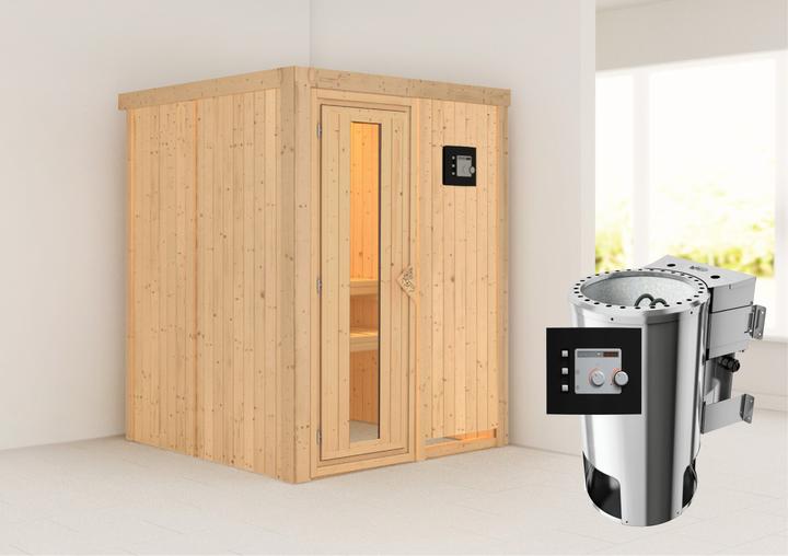 Actual product image Karibu Minja without roof rim (Plug & Play 3,6 KW - Bio external control)