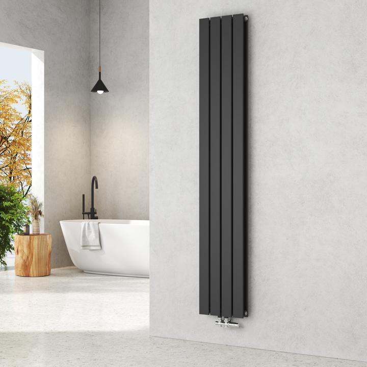 Actual product image Emke Radiator, Flat Radiator with Central Connection, Black 180x30cm 911W Double Layers (911 W)