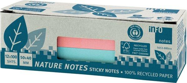 Papillons adhésifs recyclés Standard 5653-88BOX couleurs assorties 12 blocs (50 x 40 mm)