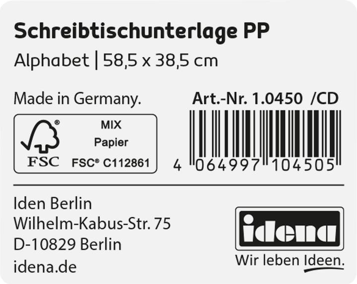 Produktbild Idena Schreibunterlage PP 58,5x38,5cm Alphabet