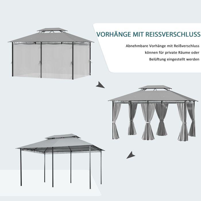 Immagine prodotto Swisshandel24 Padiglione 3x4m con 6 sezioni laterali e doppio tetto grigio scuro (300 cm, 400 cm)