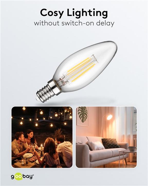 Image du produit Goobay Bougie LED à filaments, 6 W (E14, 6 W, 1055 lm, 1 x, C)