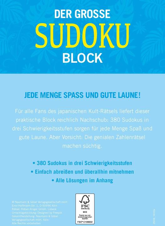 Produktbild Der grosse Sudokublock Band 1 (Deutsch, 2019)