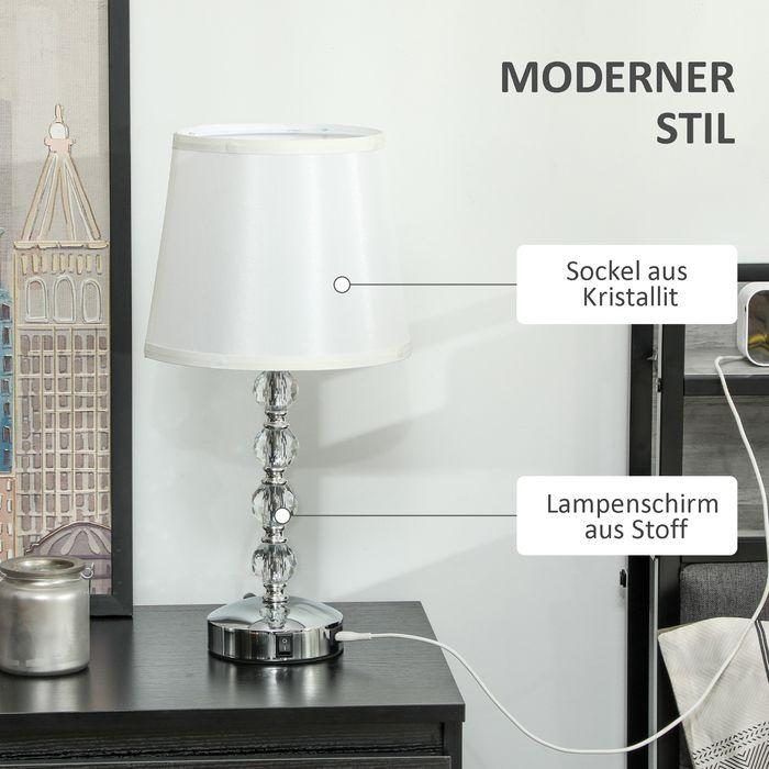 Image du produit Swisshandel24 Tischlampe LED Tischleuchte USB Aufladbar, Nachttischlampe, Lampensockel E27, silber (E27)