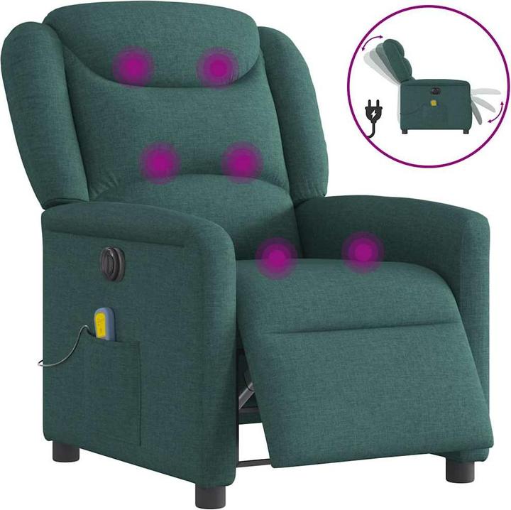 Image du produit VidaXL Fauteuil de massage électrique Vert foncé Tissu