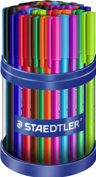 Image du produit Staedtler ball 432 Stylo à bille triangulaire Présentoir de comptoir de 50 pièces, assorti, largeur de ligne M (Multicolore, 50 x)
