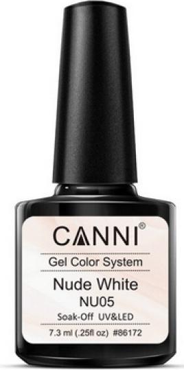 Actual product image Canni Gellacquer Nude White NU05 UV/LED (Light pink White, UV gel varnish)