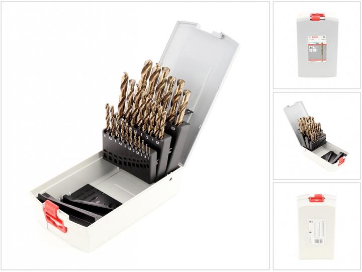 Actual product image Bosch Professional Zubehör PRO Stainless Steel HSS-Co twist drill set, 25 pcs. (1 mm, 1.5 mm, 2 mm, 2.5 mm, 3 mm, 3.5 mm, 4 mm, 4.5 mm, 5 mm, 5.5 mm, 6 mm, 6.5 mm, 7 mm, 7.5 mm, 8 mm, 8.5 mm, 9 mm, 9.5 mm, 10 mm, 10.5 mm, 11 mm, 11.5 mm, 12 mm, 12.5 mm, 13 mm)