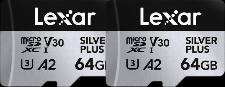 Image du produit Lexar Professional Silver Plus 2-Pack (64 Go, microSDXC, U3, UHS-I)