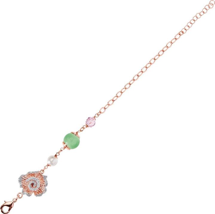 Produktbild Ottaviani Rose gold bronze bracelet with silver glitter, agate, crystals and bijoux pearl