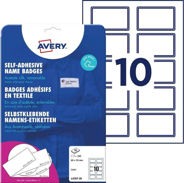 Image du produit Avery Etiquettes nominatives 80 x 50 mm, 20 Blatt