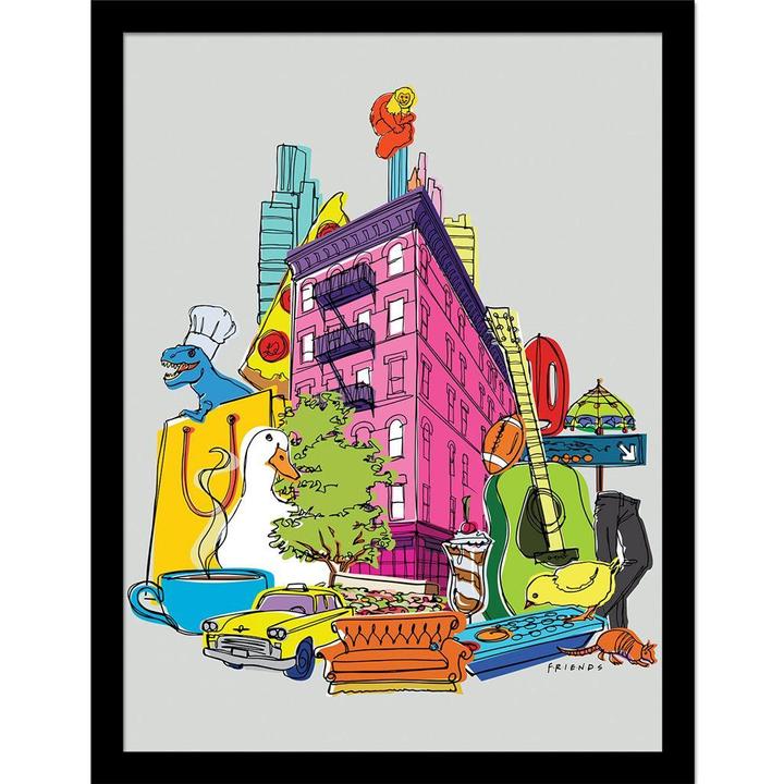 Actual product image Friends 30 Years Block Colours Montage Framed Poster (40 x 30 cm)