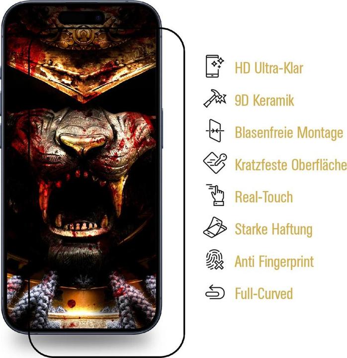 Produktbild Protectorking 1x Ceramic-Glass Full Cover HD Klar (1 Stück, Apple iPhone 15 Plus)
