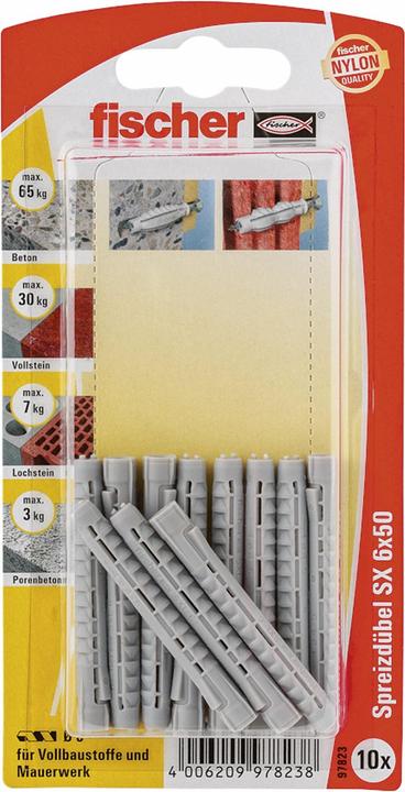 Image du produit Fischer Chevilles 97823 SX 6 x 50 K carte SB (10 pcs)