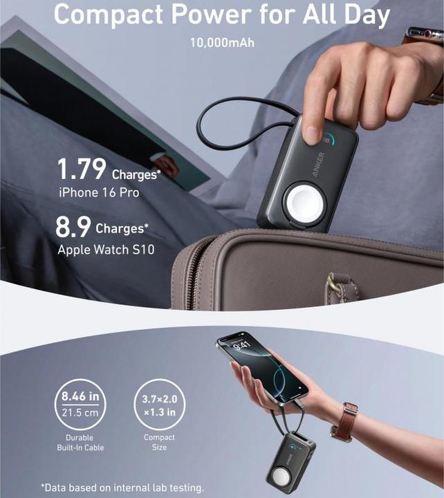Produktbild Anker MagGo PowerBank 10K 35W for Apple Watch black (10000 mAh, 35 W)