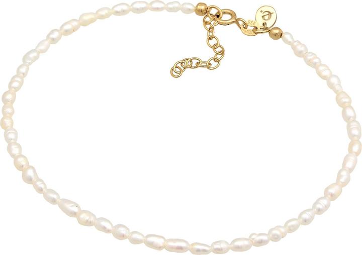 Image du produit Elli PREMIUM bijoux de pied perles d'eau douce classique 925 argent (Perles de culture d'eau douce, Plastique, Argent 925 sterling plaqué or, Pas de pierre, 22 cm)