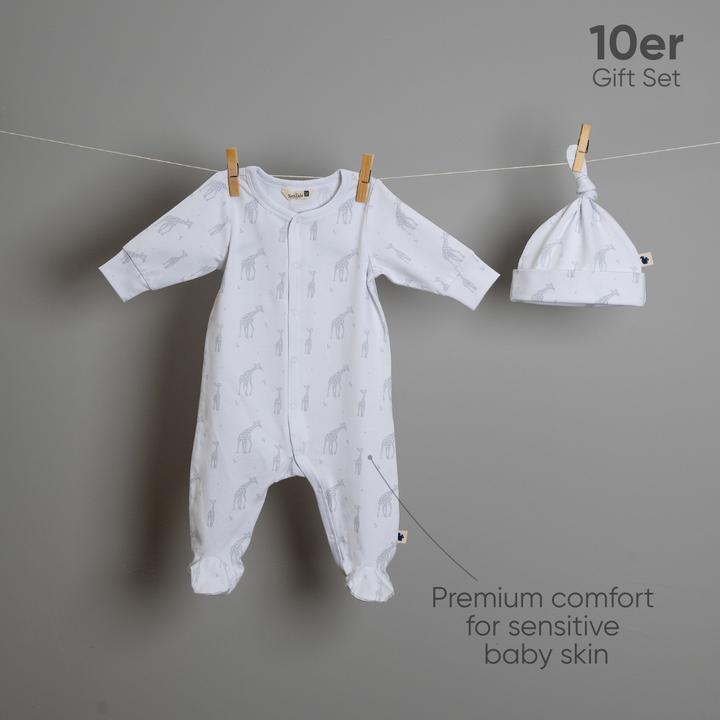 Actual product image TotsTale Premium 10-Piece Organic Cotton Gift Set - Newborn Essentials (50, 56, 62, 68)