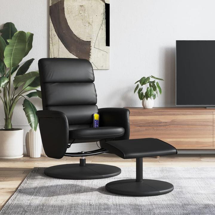 Actual product image VidaXL Massage chair with footstool black imitation leather, colour