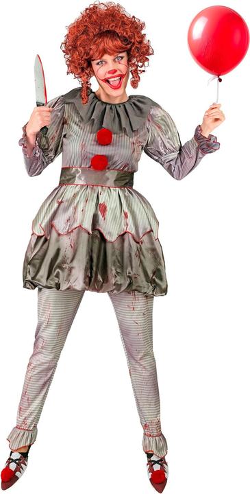 Produktbild Widmann Horrorclown "ES" Damenkostüm Kleid, Leggings, Gürtel, Schuhüberzieher (L)