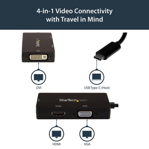 Produktbild StarTech USB-C Multiport Adapter (DVI, VGA, HDMI, 8.50 cm)