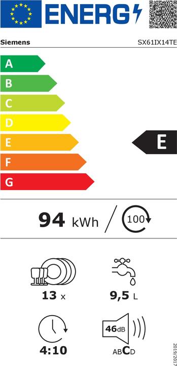 Energie-Label Siemens iQ100 SX61IX14TE