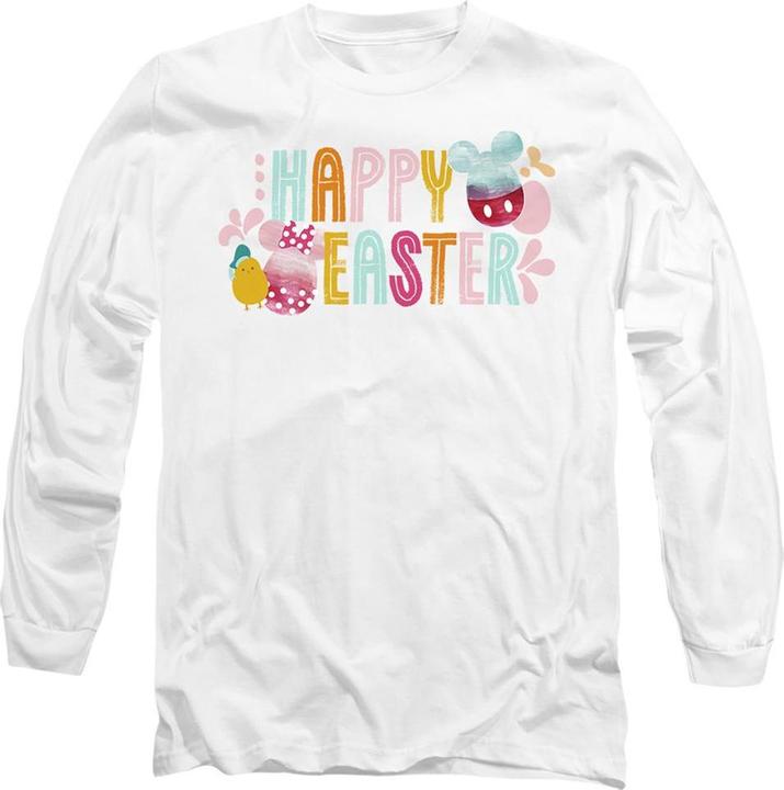 Actual product image Mickey Mouse Unisex Adult Happy Minnie Mouse Watercolour Eggs Easter T-Shirt (S)