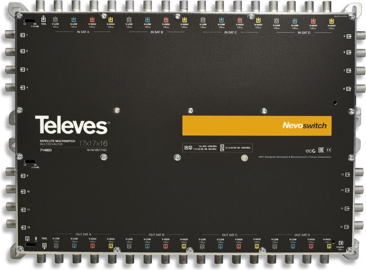 Televes Multiswitch 43,20cm (17") 16 cast NEVO in cascata o.NT MS1716C (Multiinterruttori)