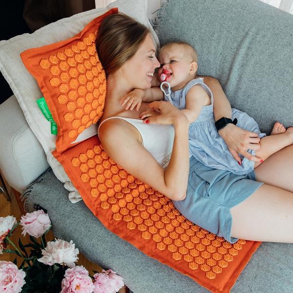 Actual product image Pranamat Eco Massage Set - mat and cushion dark orange