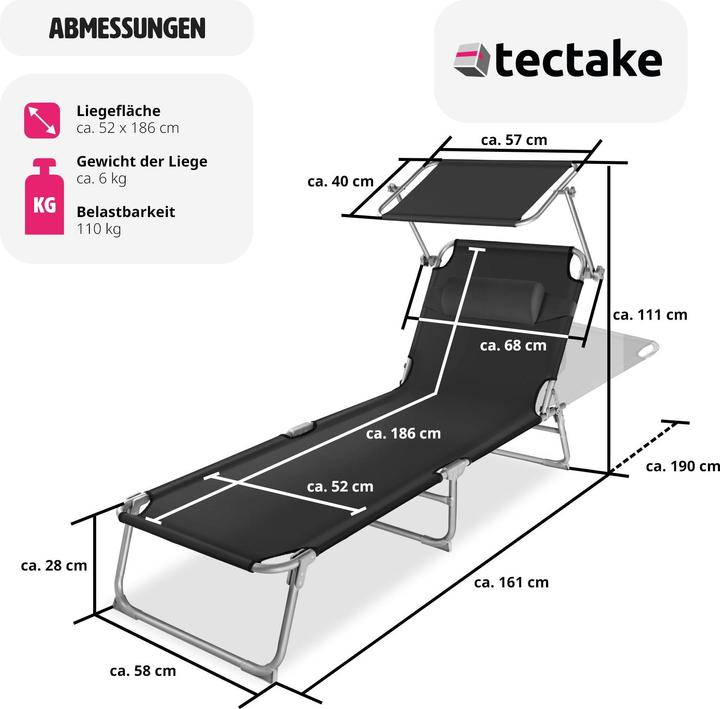Produktbild tectake Gartenliege (190 cm)