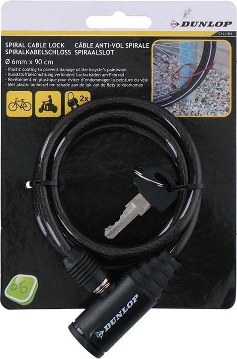 Image du produit Dunlop - Spiral-Fahrradschloss mit Schlüssel 90 cm (Schwarz)