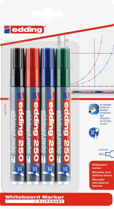 Produktbild Edding Whiteboard-Marker 251 (Mehrfarbig, 3 mm, 4 x)