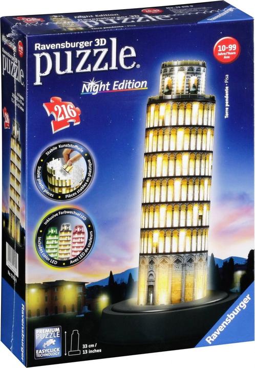 Actual product image Ravensburger 3D - Tower of Pisa Night Edition (216 pieces)
