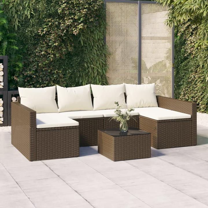 Actual product image VidaXL 2-tlg. Garten-Lounge-Set mit Kissen Braun Poly Rattan