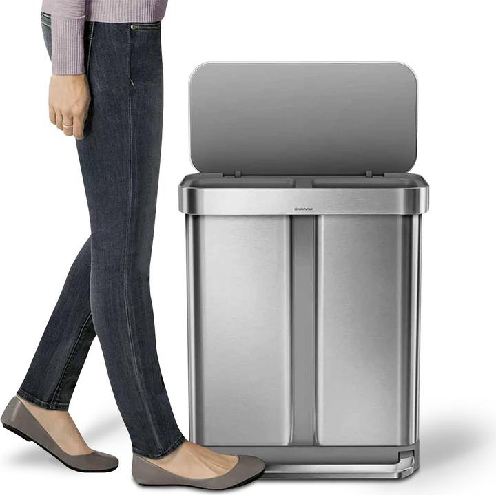 Image du produit Simplehuman Poubelle double 58 l, argent brossé (58 l)